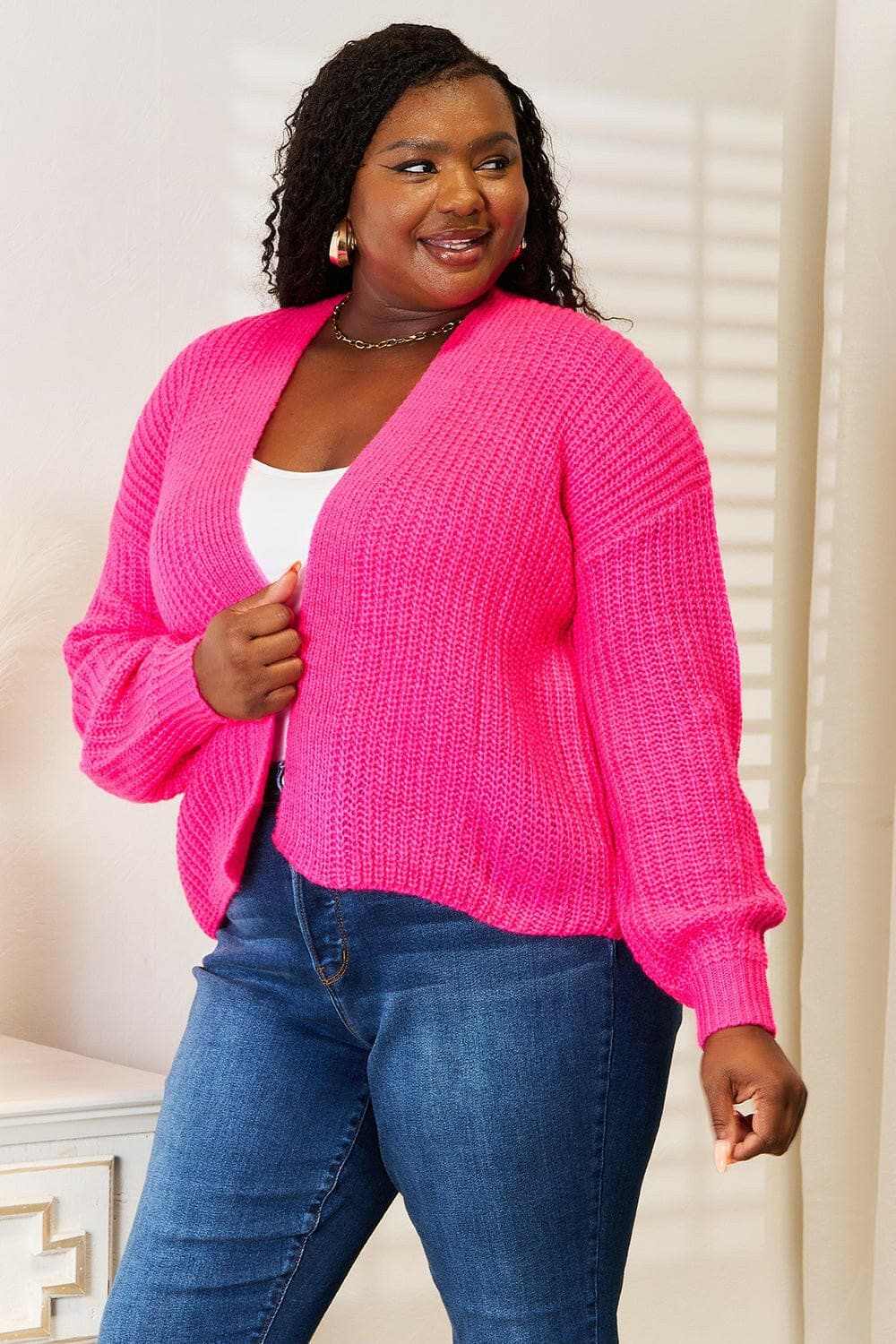 Cozy rib-knit cocoon cardigan - Love Salve